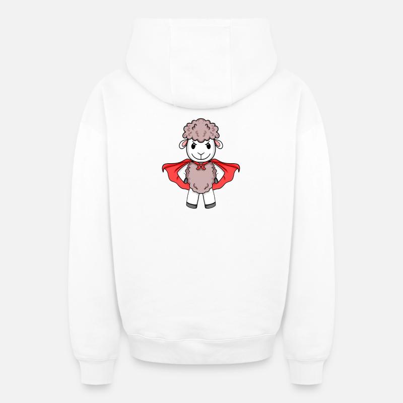 Super-héros de mouton - Sweat à capuche unisexe zippé oversize épais SPREAD - blanc
