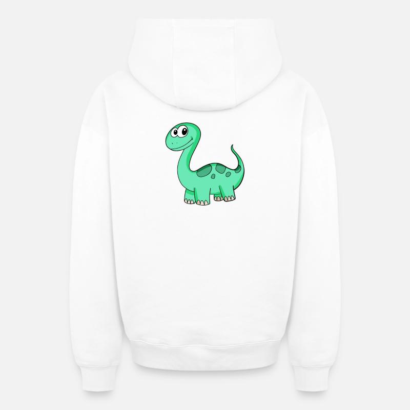 Motif de dinosaure - Sweat à capuche unisexe zippé oversize épais SPREAD - blanc