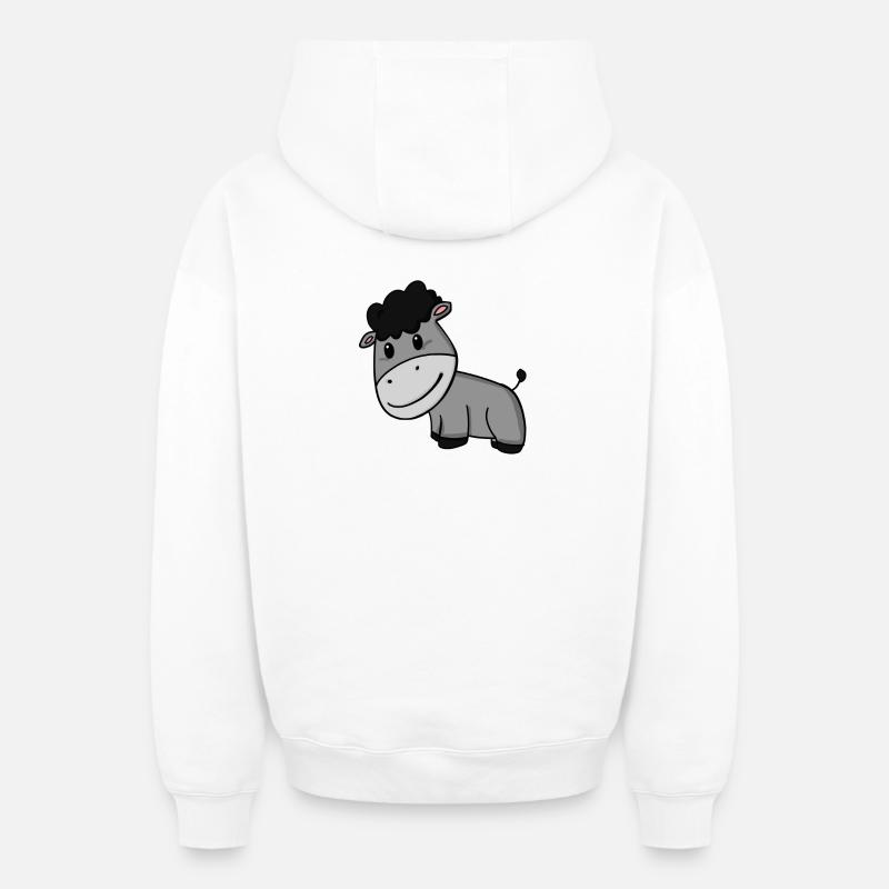 Âne - Sweat à capuche unisexe zippé oversize épais SPREAD - blanc