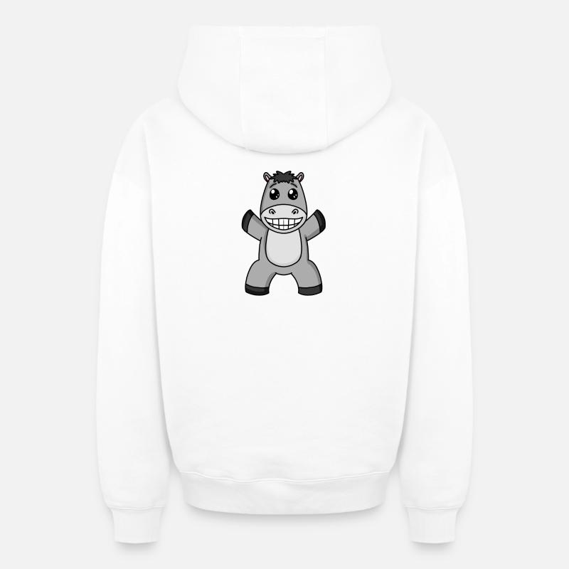 Âne - Sweat à capuche unisexe zippé oversize épais SPREAD - blanc