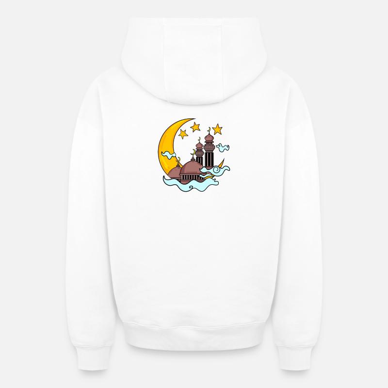 Mosquée avec croissant - Sweat à capuche unisexe zippé oversize épais SPREAD - blanc