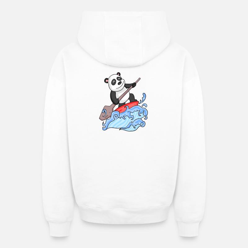 Stand Up Paddle Panda - Sweat à capuche unisexe zippé oversize épais SPREAD - blanc