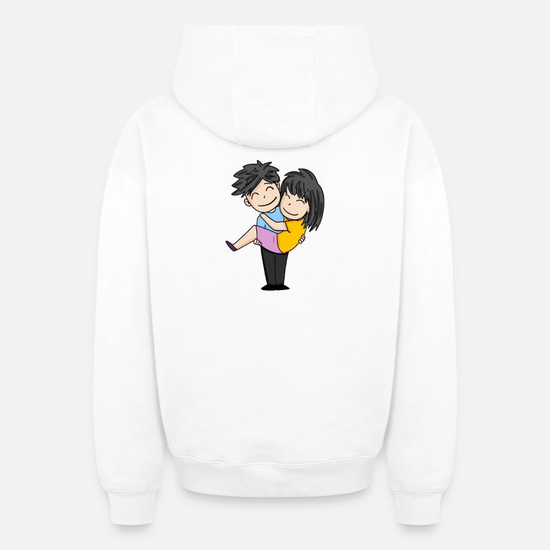 Couples - Sweat à capuche unisexe zippé oversize épais SPREAD - blanc
