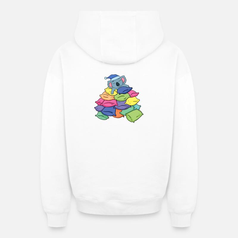 Koala et oreillers - Sweat à capuche unisexe zippé oversize épais SPREAD - blanc