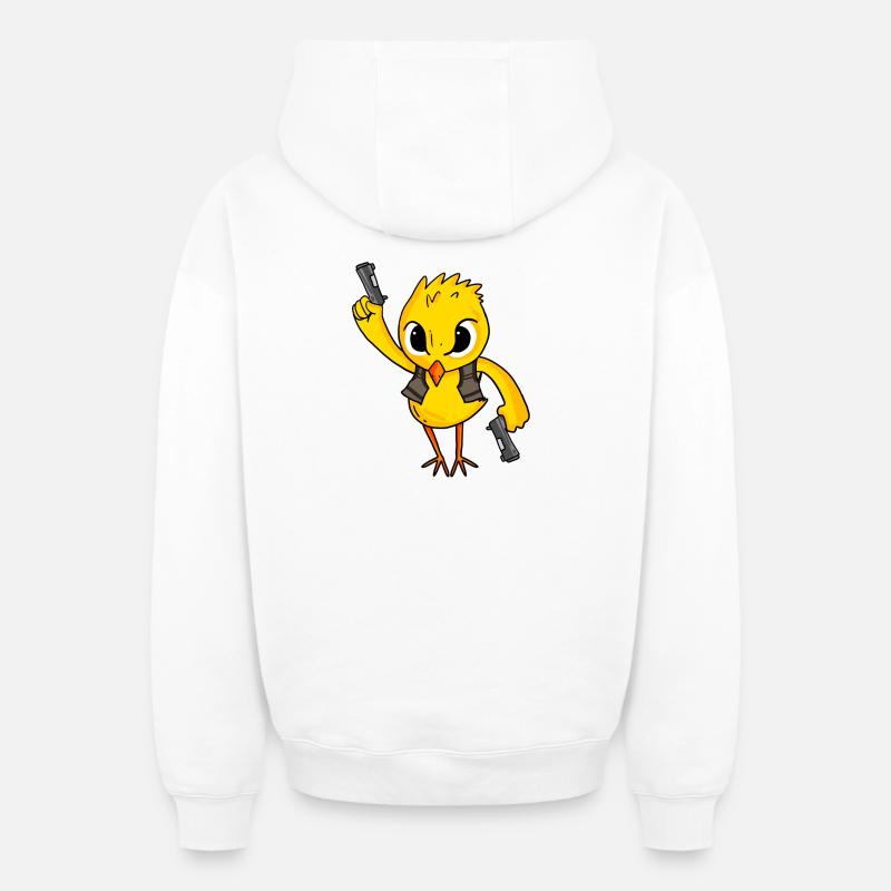 Poussins avec pistolet - Sweat à capuche unisexe zippé oversize épais SPREAD - blanc