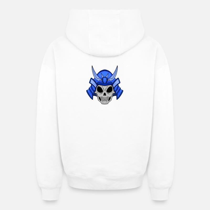 Samurai Schädel - Oversized Heavyweight Unisex Zip Hoodie - Weiß