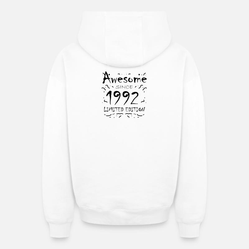 1992 - Né en 1992 - Sweat à capuche unisexe zippé oversize épais SPREAD - blanc