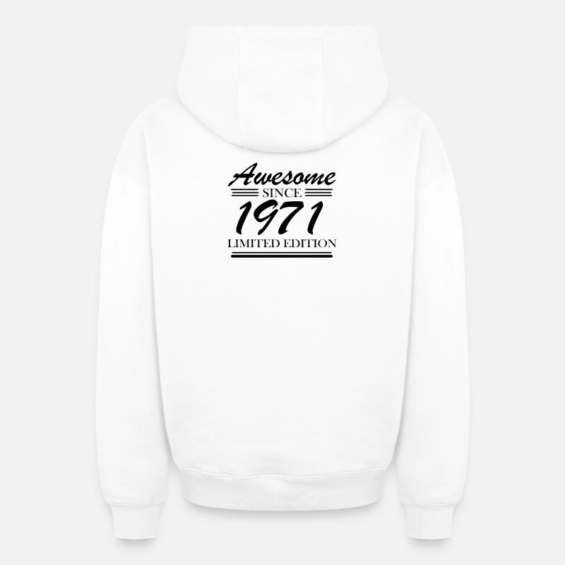 1971 - Né en 1971 - Sweat à capuche unisexe zippé oversize épais SPREAD - blanc