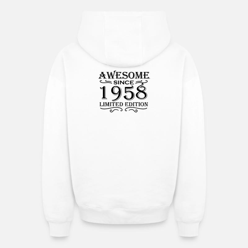 1958 - Né en 1958 - Sweat à capuche unisexe zippé oversize épais SPREAD - blanc