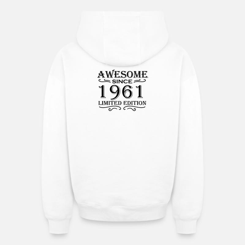 1961 - Né en 1961 - Sweat à capuche unisexe zippé oversize épais SPREAD - blanc