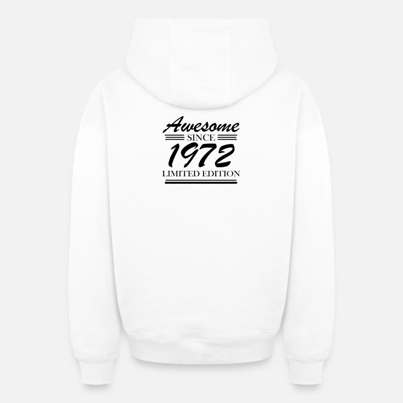 1972 - Né en 1972 - Sweat à capuche unisexe zippé oversize épais SPREAD - blanc