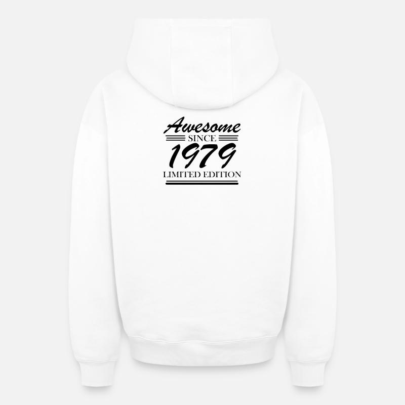 1979 - Né en 1979 - Sweat à capuche unisexe zippé oversize épais SPREAD - blanc