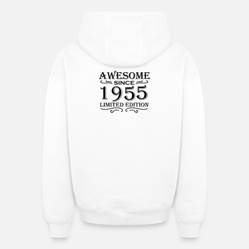 1955 - Né en 1955 - Sweat à capuche unisexe zippé oversize épais SPREAD - blanc