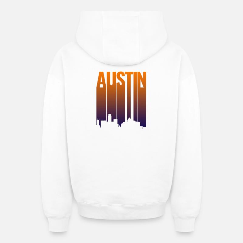 Austin Skyline Gradient - Oversized Heavyweight Unisex Zip Hoodie - Weiß