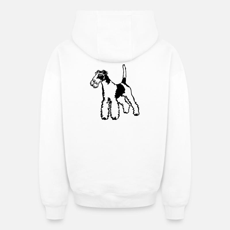 Fox-terrier - Sweat à capuche unisexe zippé oversize épais SPREAD - blanc
