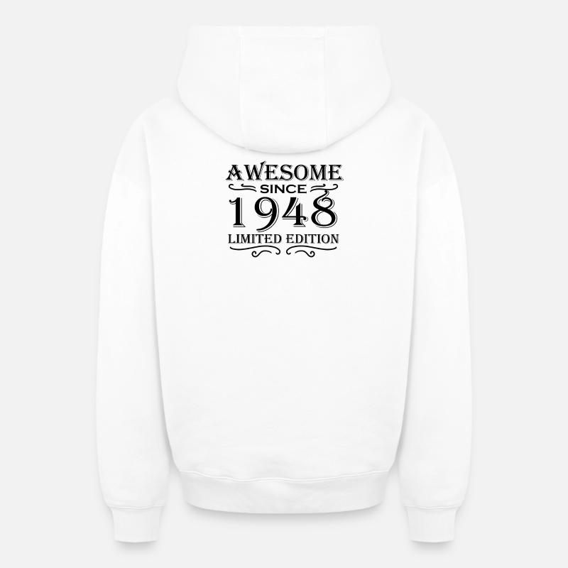 1948 - Sweat à capuche unisexe zippé oversize épais SPREAD - blanc