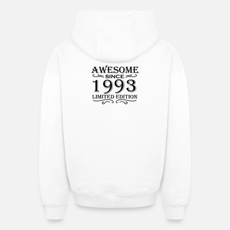 1993 - Né en 1993 - Sweat à capuche unisexe zippé oversize épais SPREAD - blanc