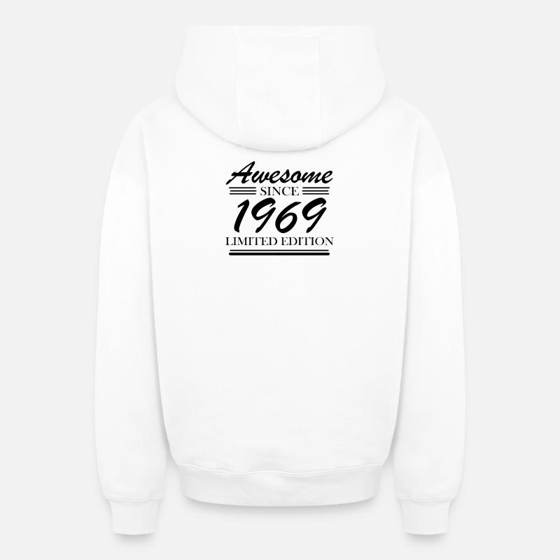 1969 - Né en 1969 - Sweat à capuche unisexe zippé oversize épais SPREAD - blanc