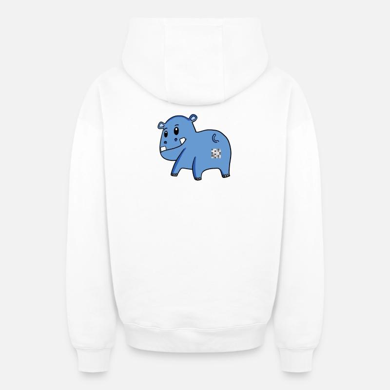Hippo Ass - Hippopotame Butt - Sweat à capuche unisexe zippé oversize épais SPREAD - blanc