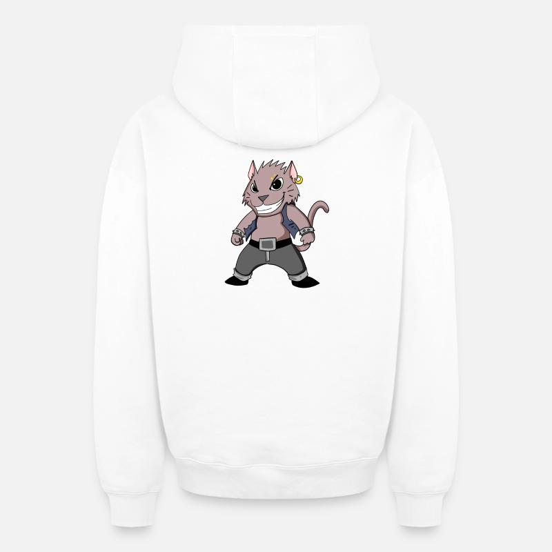 Chat cool - Sweat à capuche unisexe zippé oversize épais SPREAD - blanc