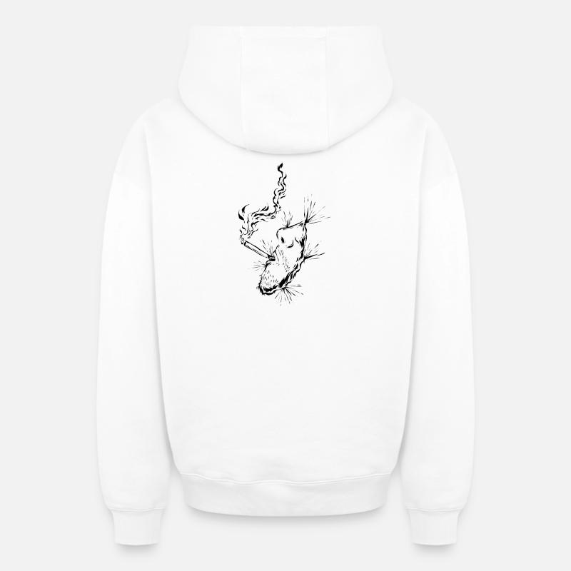 Cigarette - Sweat à capuche unisexe zippé oversize épais SPREAD - blanc