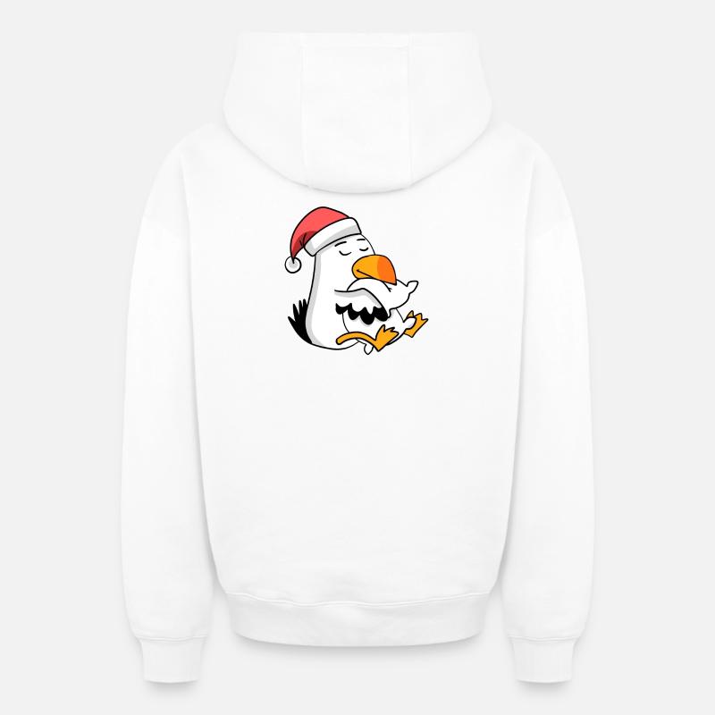 Mouette Noël Sommeil Sommeil Sommeil - Sweat à capuche unisexe zippé oversize épais SPREAD - blanc