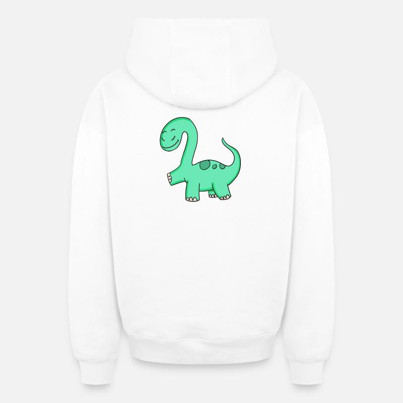 Motif de dinosaure - Sweat à capuche unisexe zippé oversize épais SPREAD - blanc