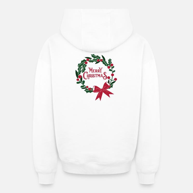 Weihnachtskranz mit roter Schleife - Oversized Heavyweight Unisex Zip Hoodie - Weiß
