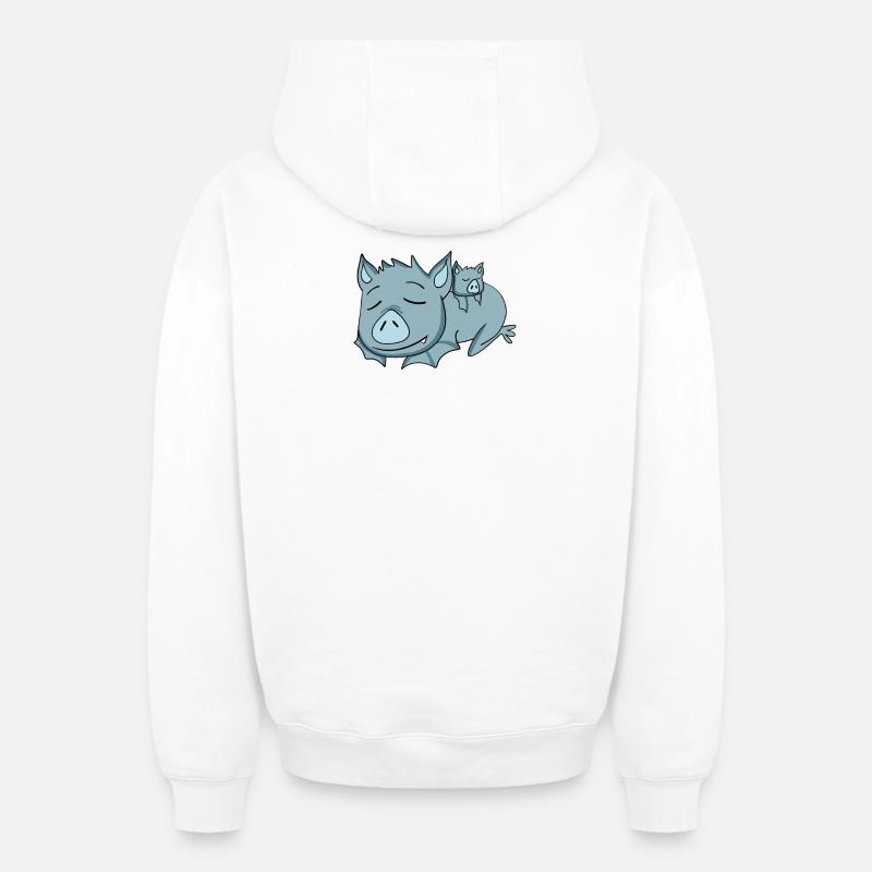 Chauve-souris avec bébé chauve-souris - Famille - Sweat à capuche unisexe zippé oversize épais SPREAD - blanc