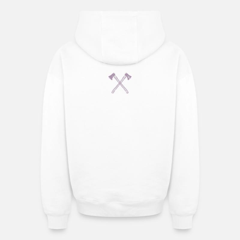 Hache croisée - Sweat à capuche unisexe zippé oversize épais SPREAD - blanc