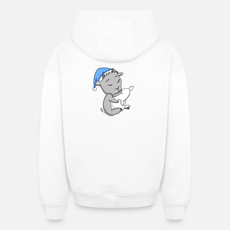 Chèvre - Sweat à capuche unisexe zippé oversize épais SPREAD - blanc