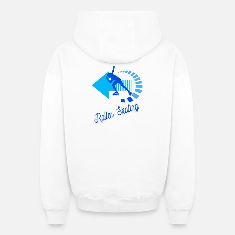 Roller skating - Sweat à capuche unisexe zippé oversize épais SPREAD - blanc