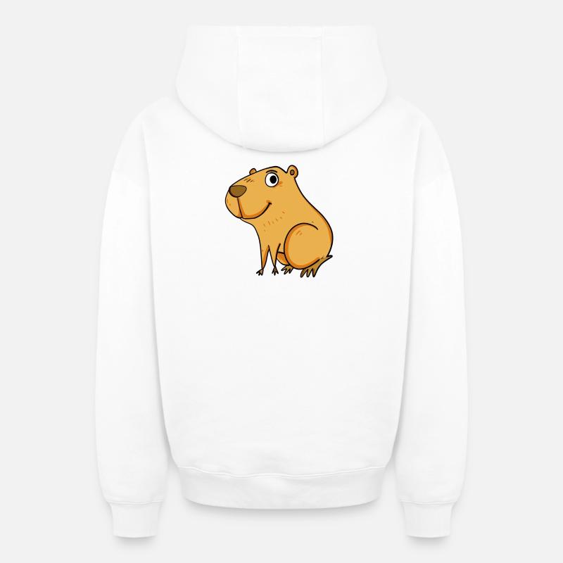 Motif Capybara capybara - Sweat à capuche unisexe zippé oversize épais SPREAD - blanc