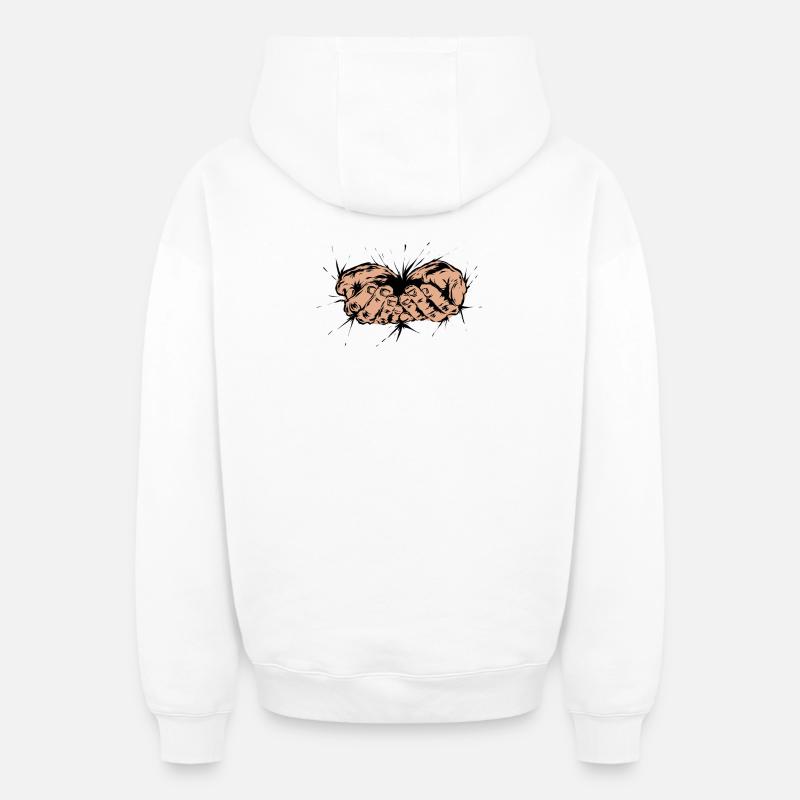 Pauvreté - Sweat à capuche unisexe zippé oversize épais SPREAD - blanc