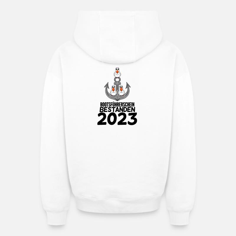 Bootsführerschein 2023 Motorboot Geschenk - Oversized Heavyweight Unisex Zip Hoodie - Weiß