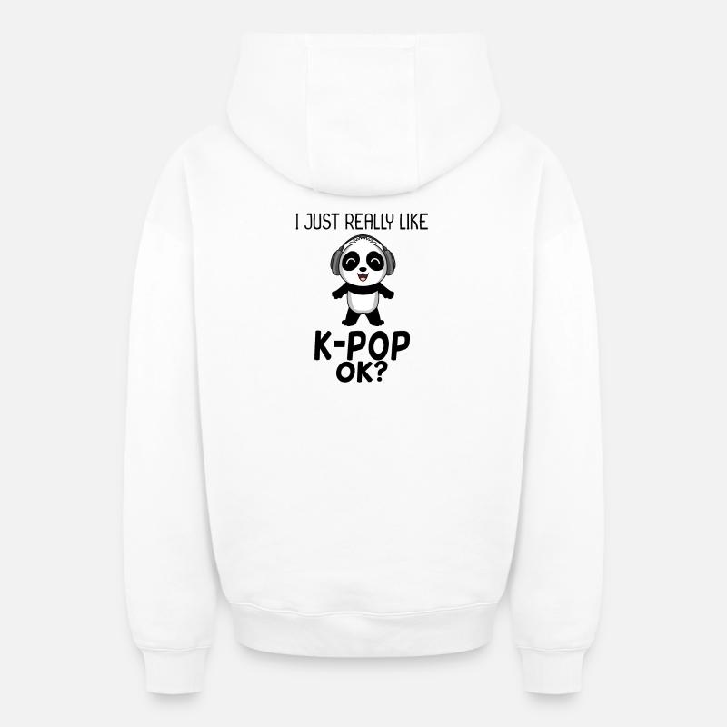 k Pop Dire Panda - Sweat à capuche unisexe zippé oversize épais SPREAD - blanc