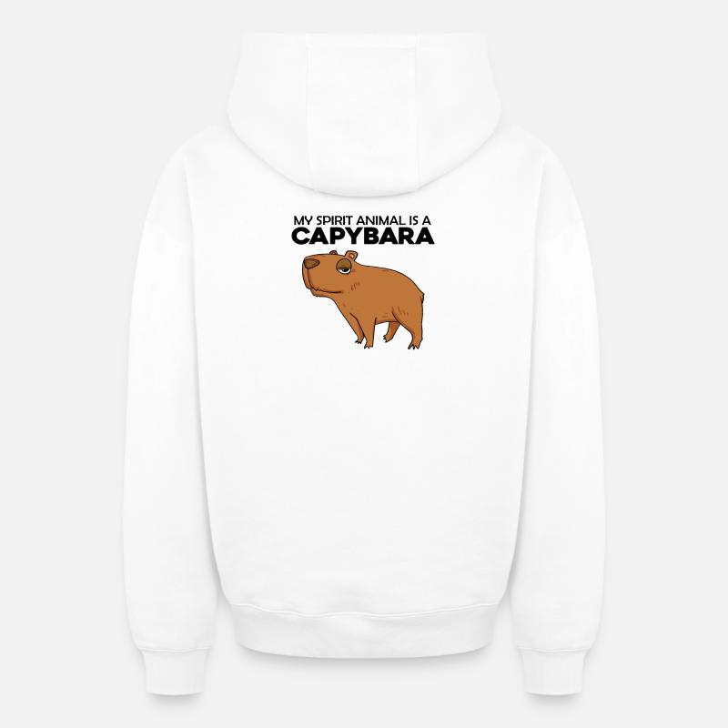 Capybara Capybara Cadeau - Sweat à capuche unisexe zippé oversize épais SPREAD - blanc