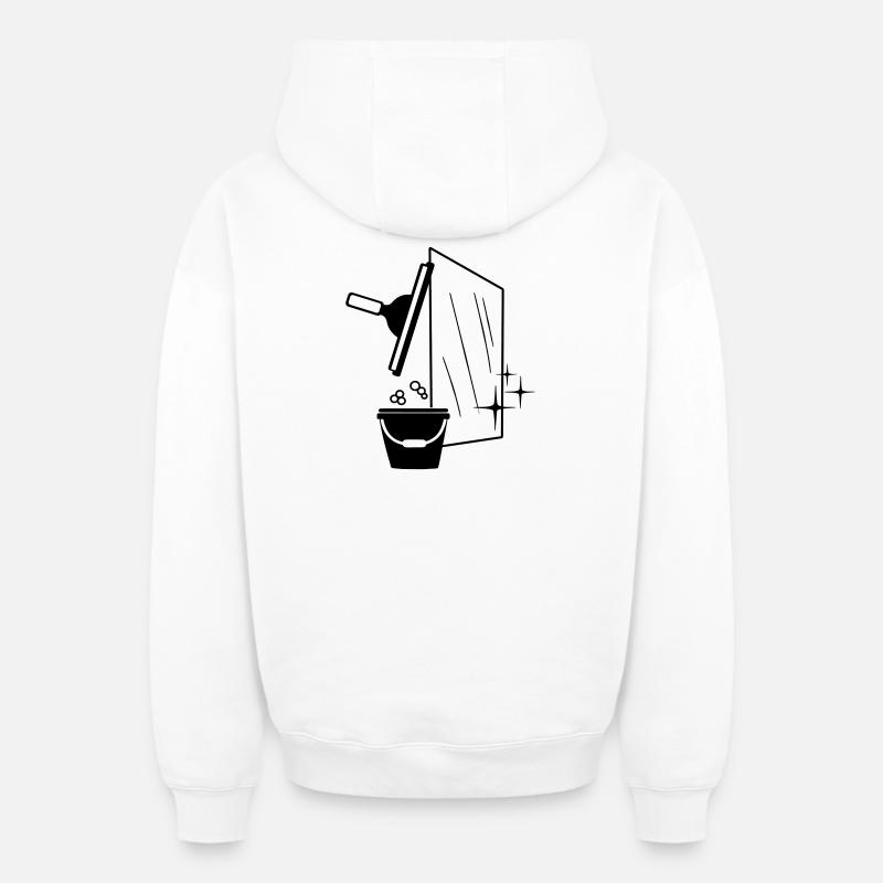 Laveur de vitres 5 - Sweat à capuche unisexe zippé oversize épais SPREAD - blanc