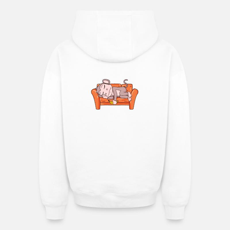 Singe - Sweat à capuche unisexe zippé oversize épais SPREAD - blanc