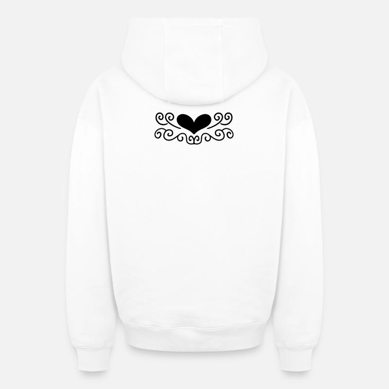 Motif de cœur - Sweat à capuche unisexe zippé oversize épais SPREAD - blanc