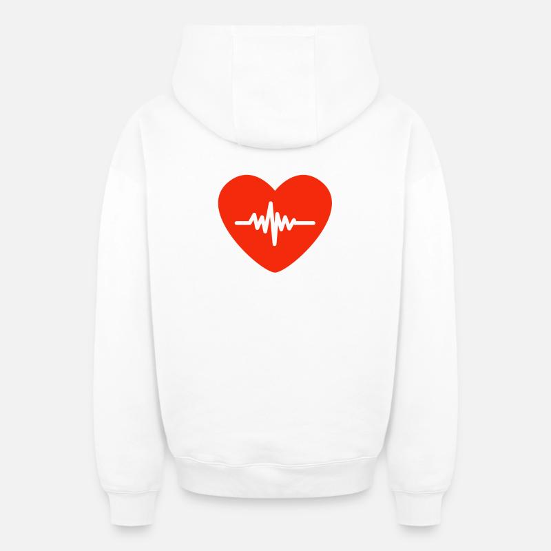 Saint-Valentin, Saint-Valentin, Saint-Valentin - Sweat à capuche unisexe zippé oversize épais SPREAD - blanc