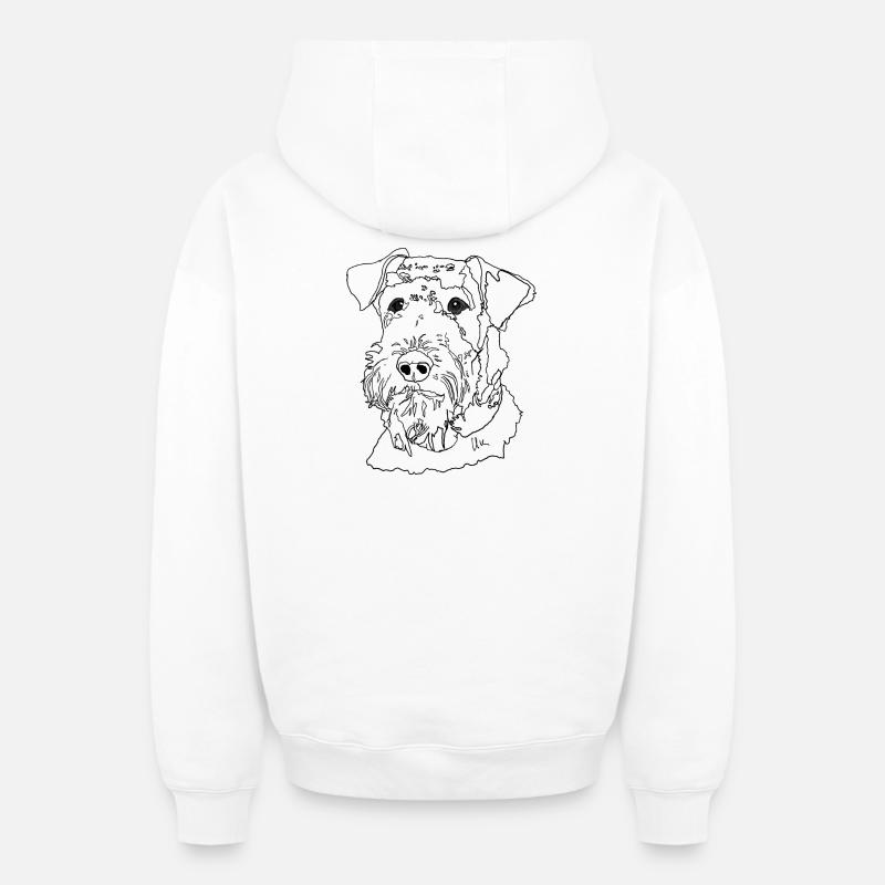 Airedale Terrier - Sweat à capuche unisexe zippé oversize épais SPREAD - blanc