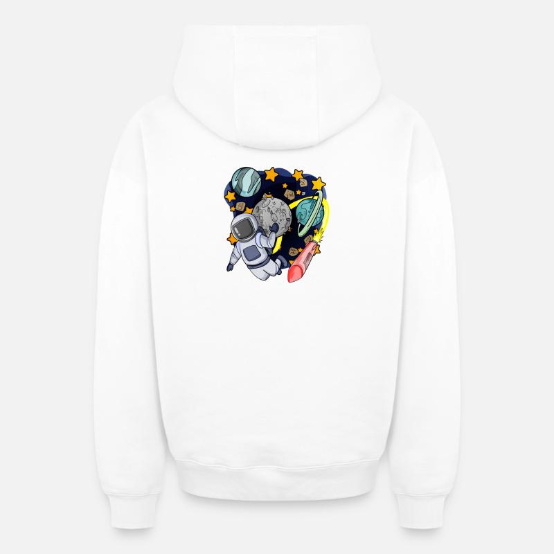 Astronaute dans l’espace - Sweat à capuche unisexe zippé oversize épais SPREAD - blanc