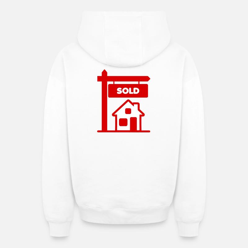 Logo rouge avec vendu - Sweat à capuche unisexe zippé oversize épais SPREAD - blanc