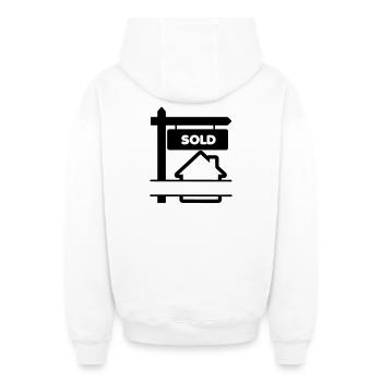 Transparentes Logo-Schild mit verkauftem - Oversized Heavyweight Unisex Zip Hoodie - Weiß - Hinten - AI Model Male 178 light (178cm)