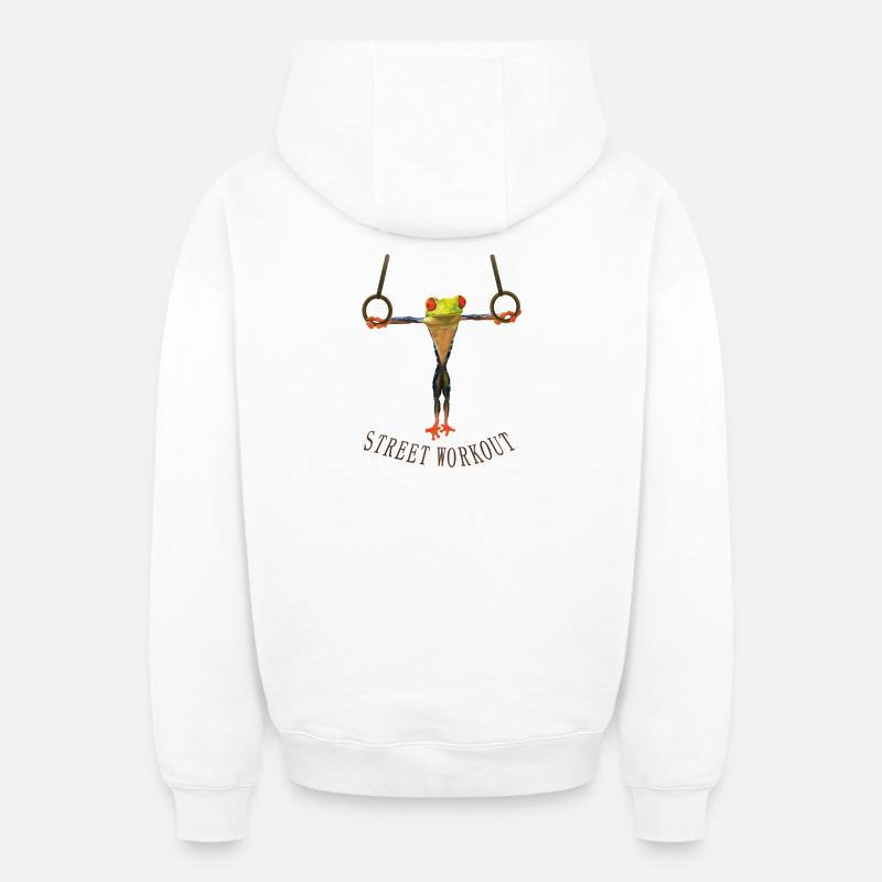 Entraînement de rue - Sweat à capuche unisexe zippé oversize épais SPREAD - blanc