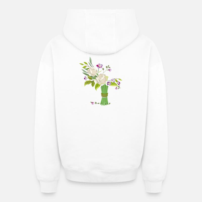 Bouquet - Sweat à capuche unisexe zippé oversize épais SPREAD - blanc
