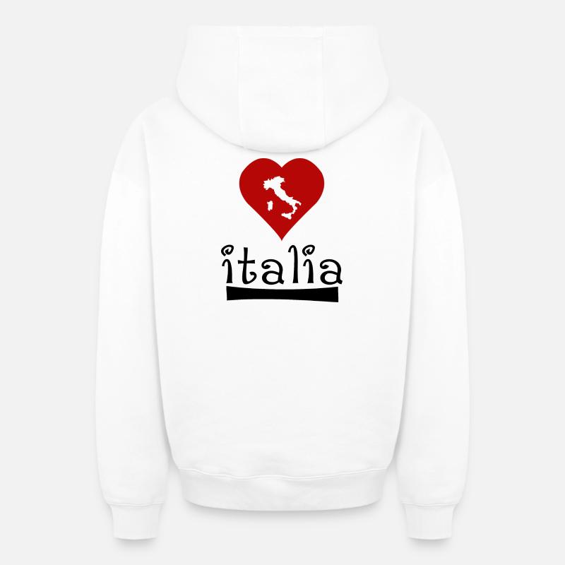 Italia - Sweat à capuche unisexe zippé oversize épais SPREAD - blanc