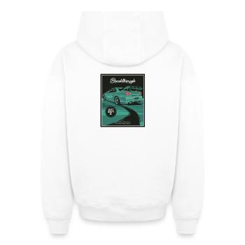 Breakthrough Drift Teal Car - Oversized Heavyweight Unisex Zip Hoodie - white - Back - AI Model Male 178 light (178cm)