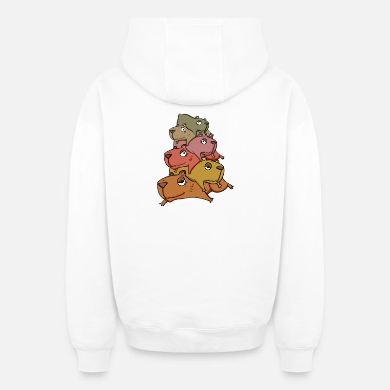 Capybara pile capybara - Sweat à capuche unisexe zippé oversize épais SPREAD - blanc